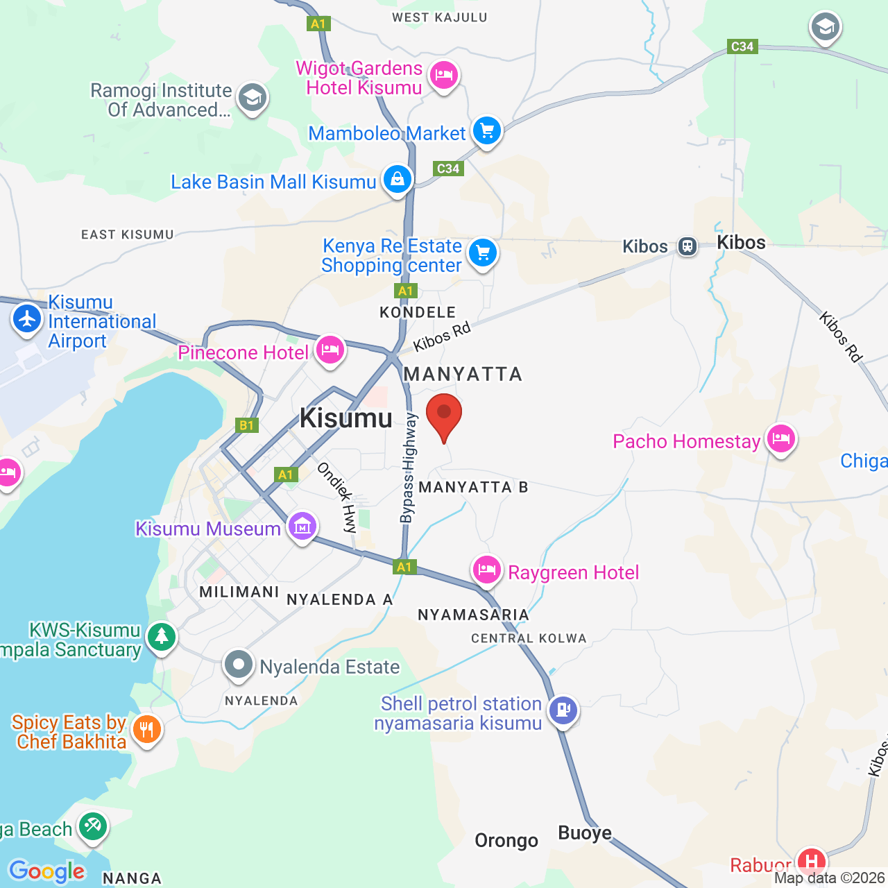 Map displaying job location