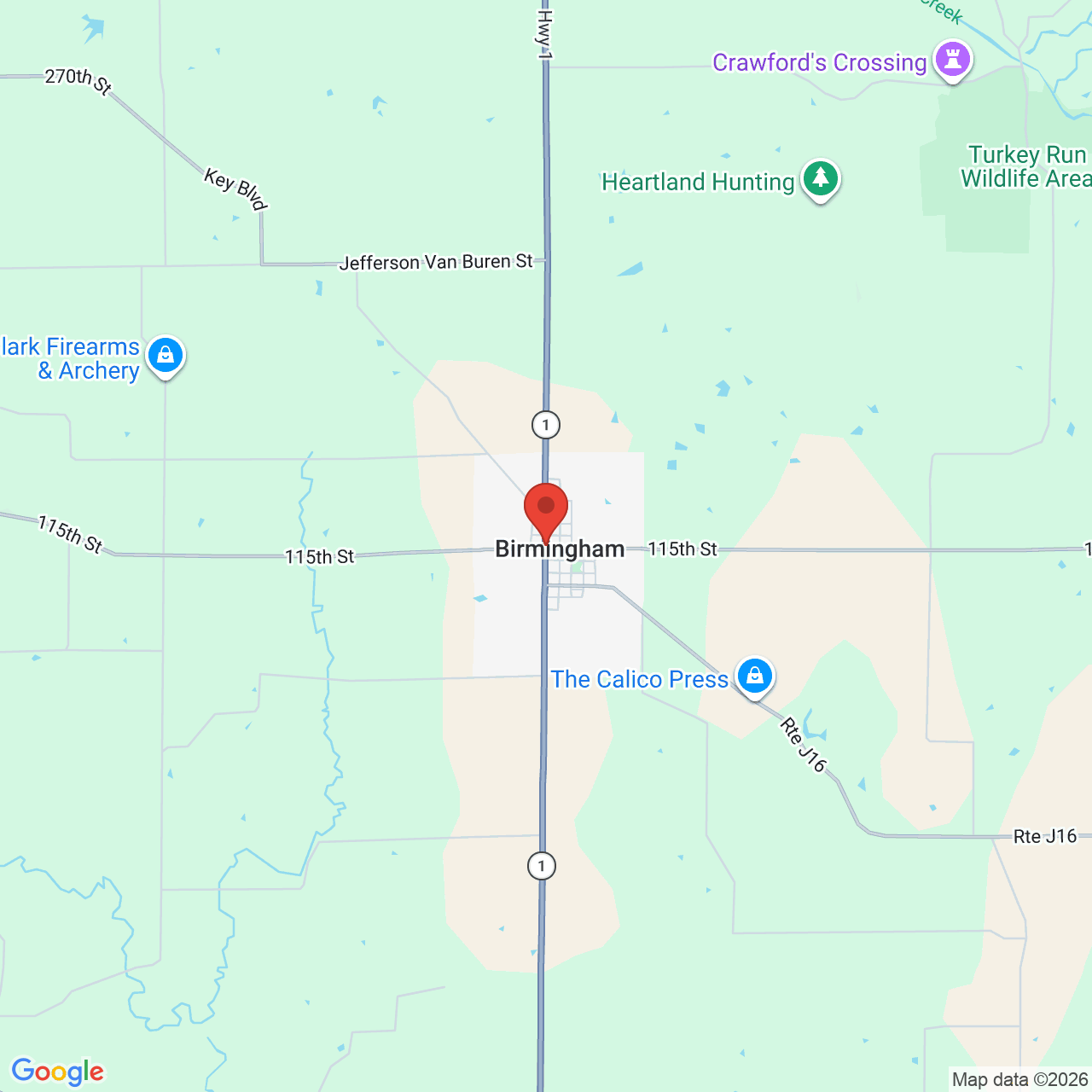 Map displaying job location