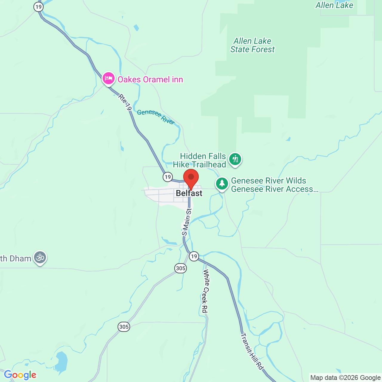 Map displaying job location