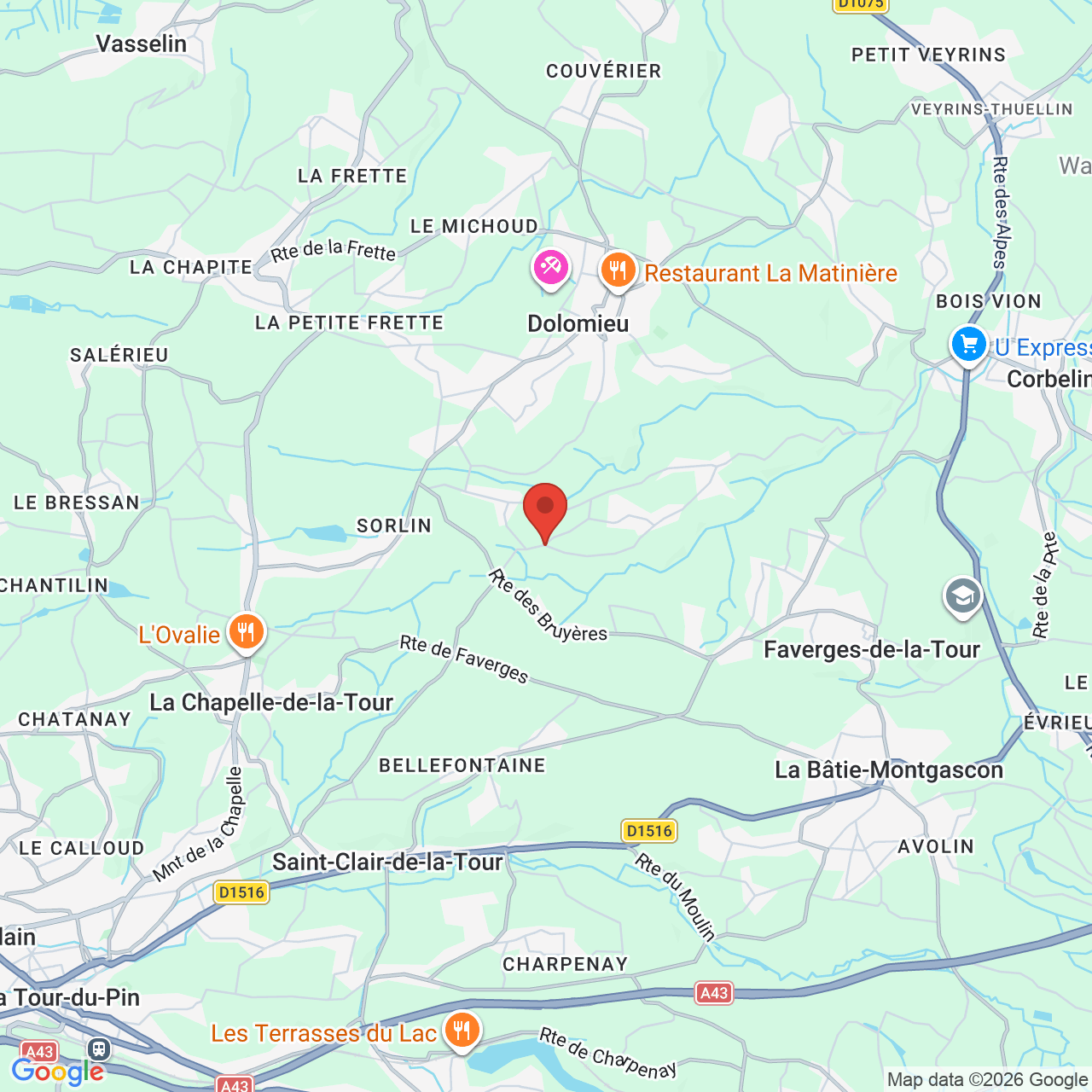 Map displaying job location