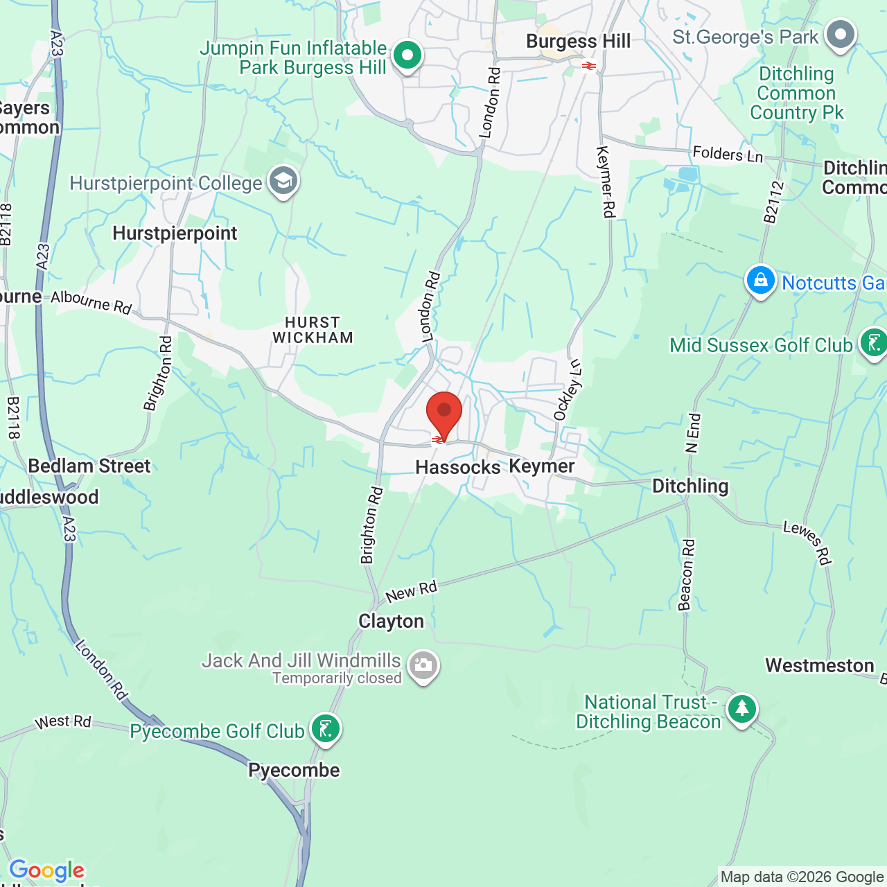 Map displaying job location