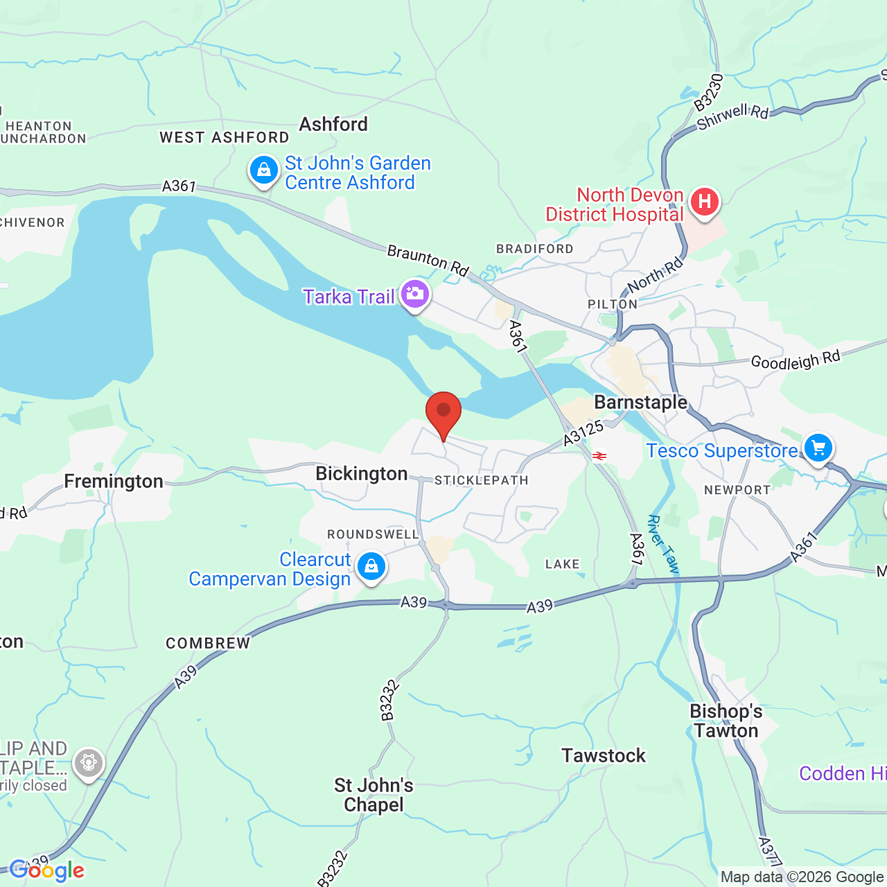 Map displaying job location