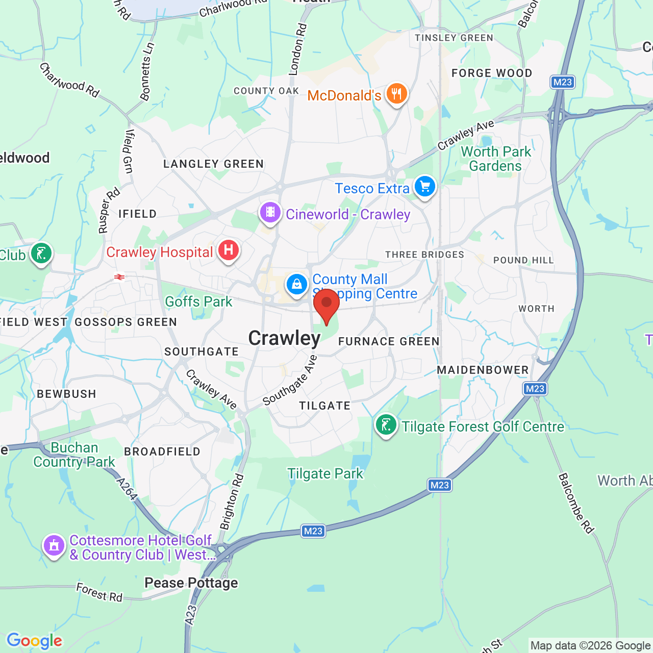 Map displaying job location