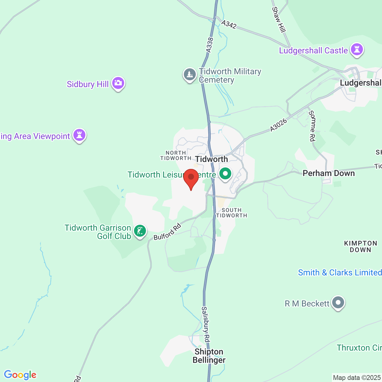 Map showing location of Tidworth, United Kingdom, SP9 7BU