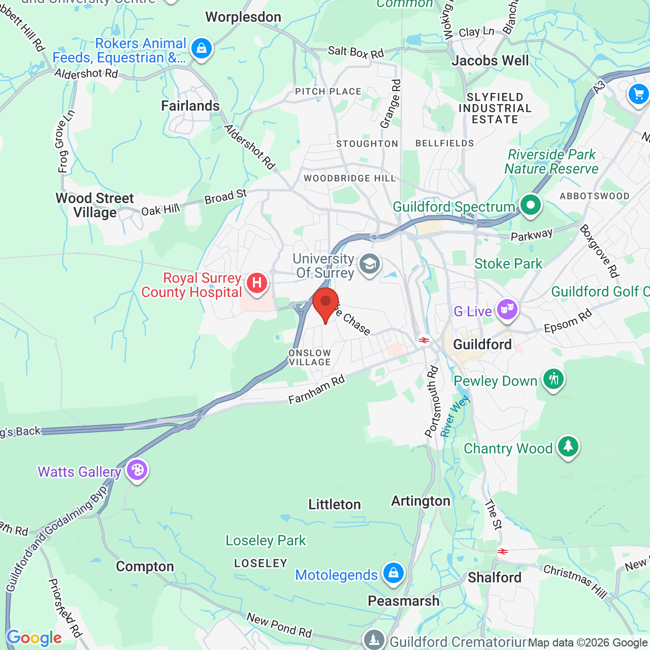 Map displaying job location