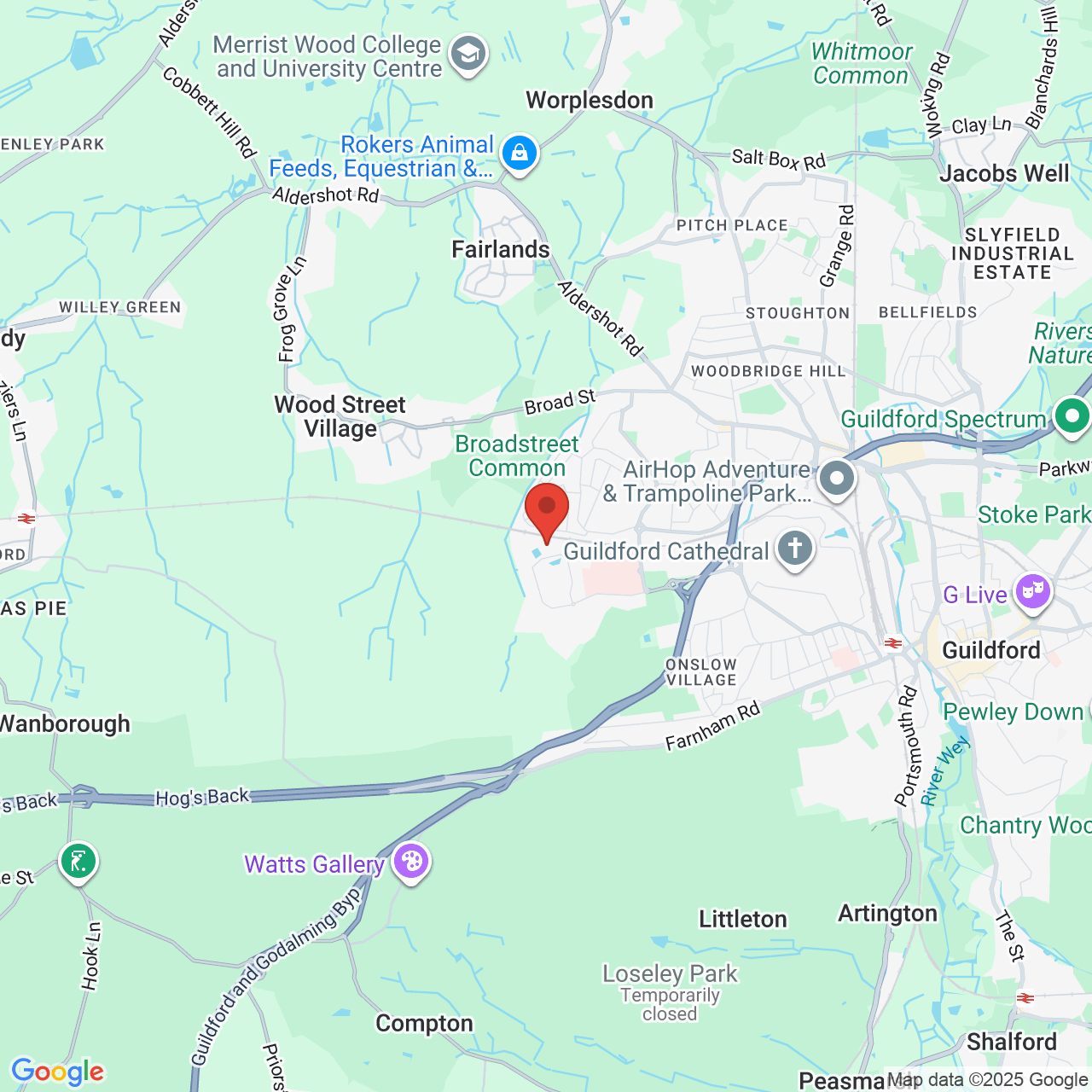 Map displaying job location