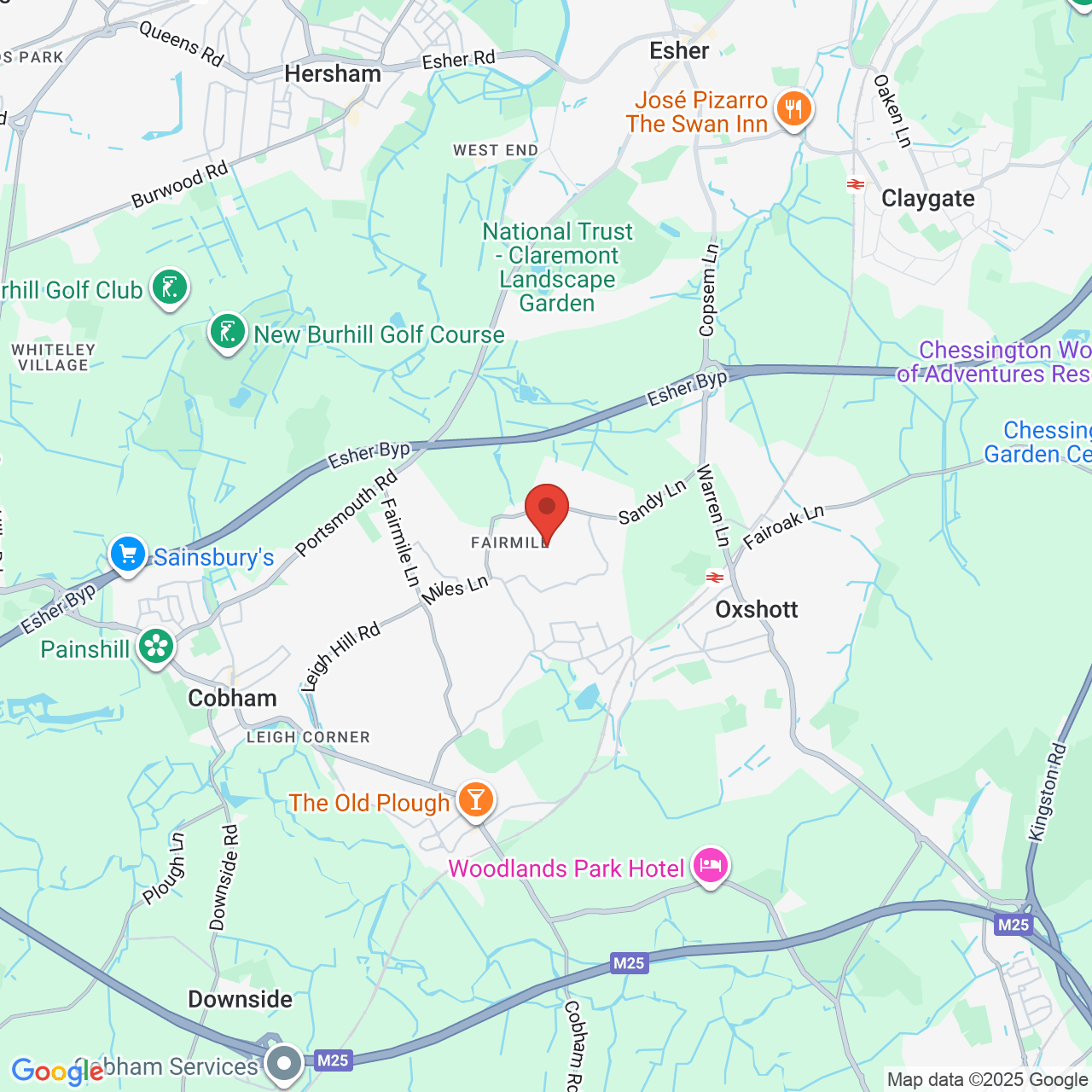 Map showing location of Surrey, United Kingdom, KT11 2ES
