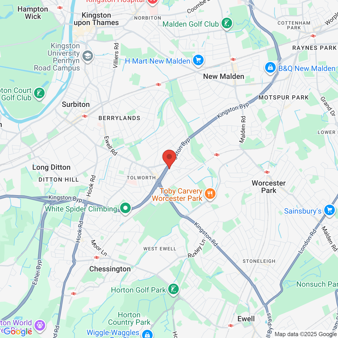 Map showing location of Kingston Upon Thames, Not specified, KT1 2AH
