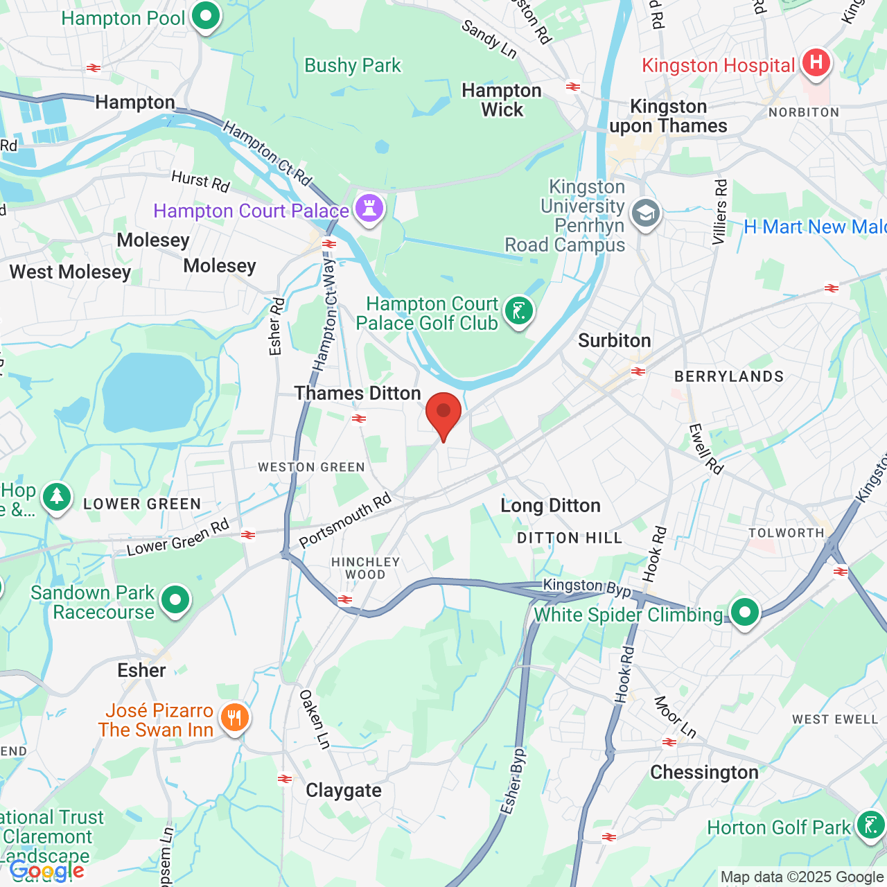Map showing location of Surrey, Not specified, KT1 2BA