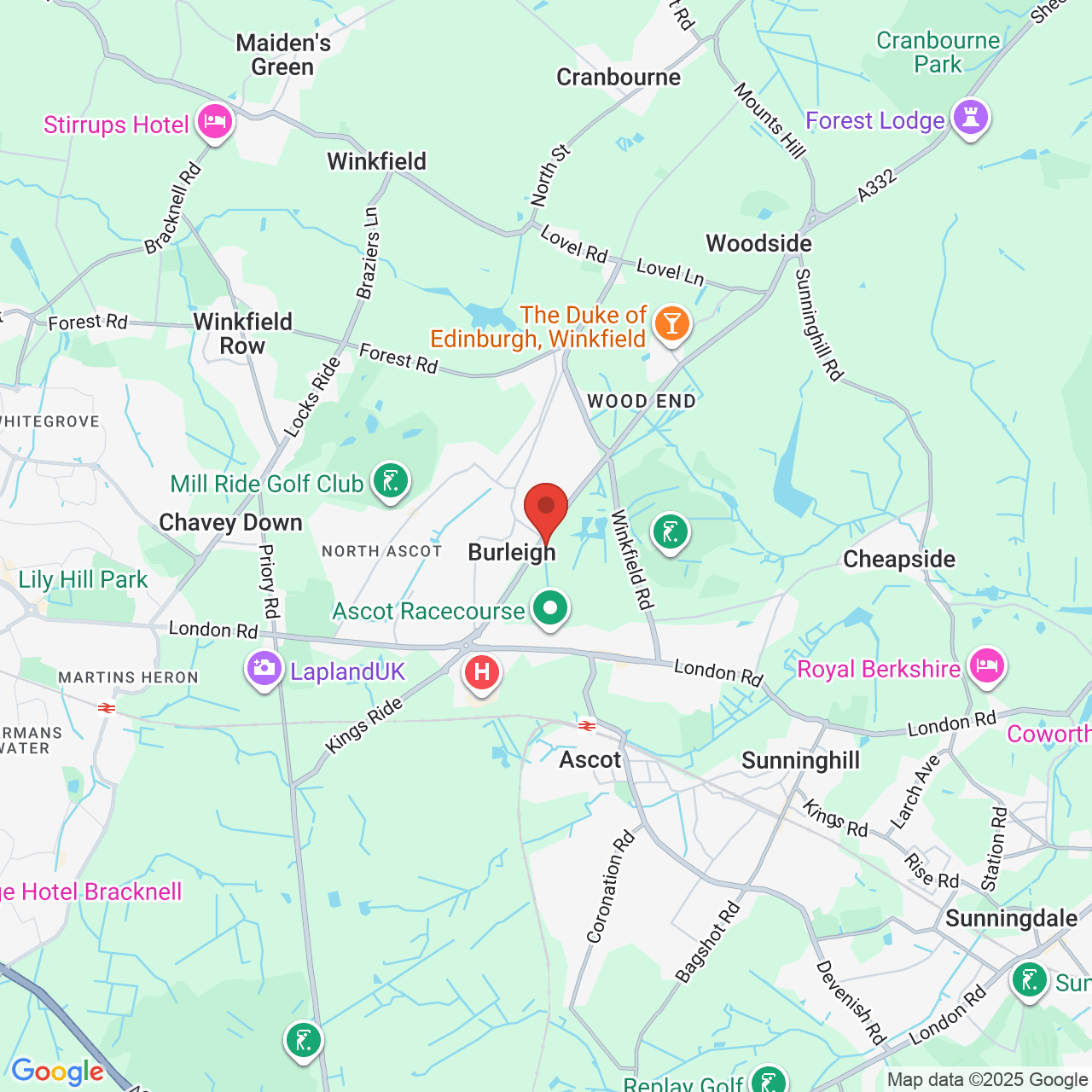 Map showing location of Ascot Racecourse, Not specified, SL5 7JX