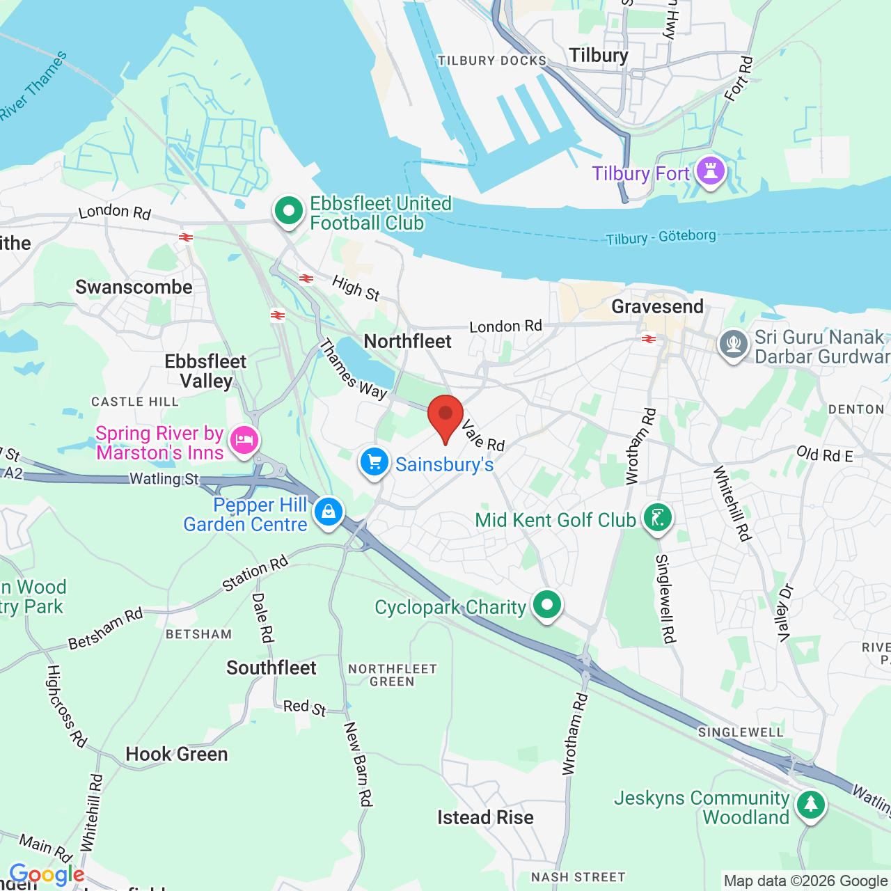 Map displaying job location