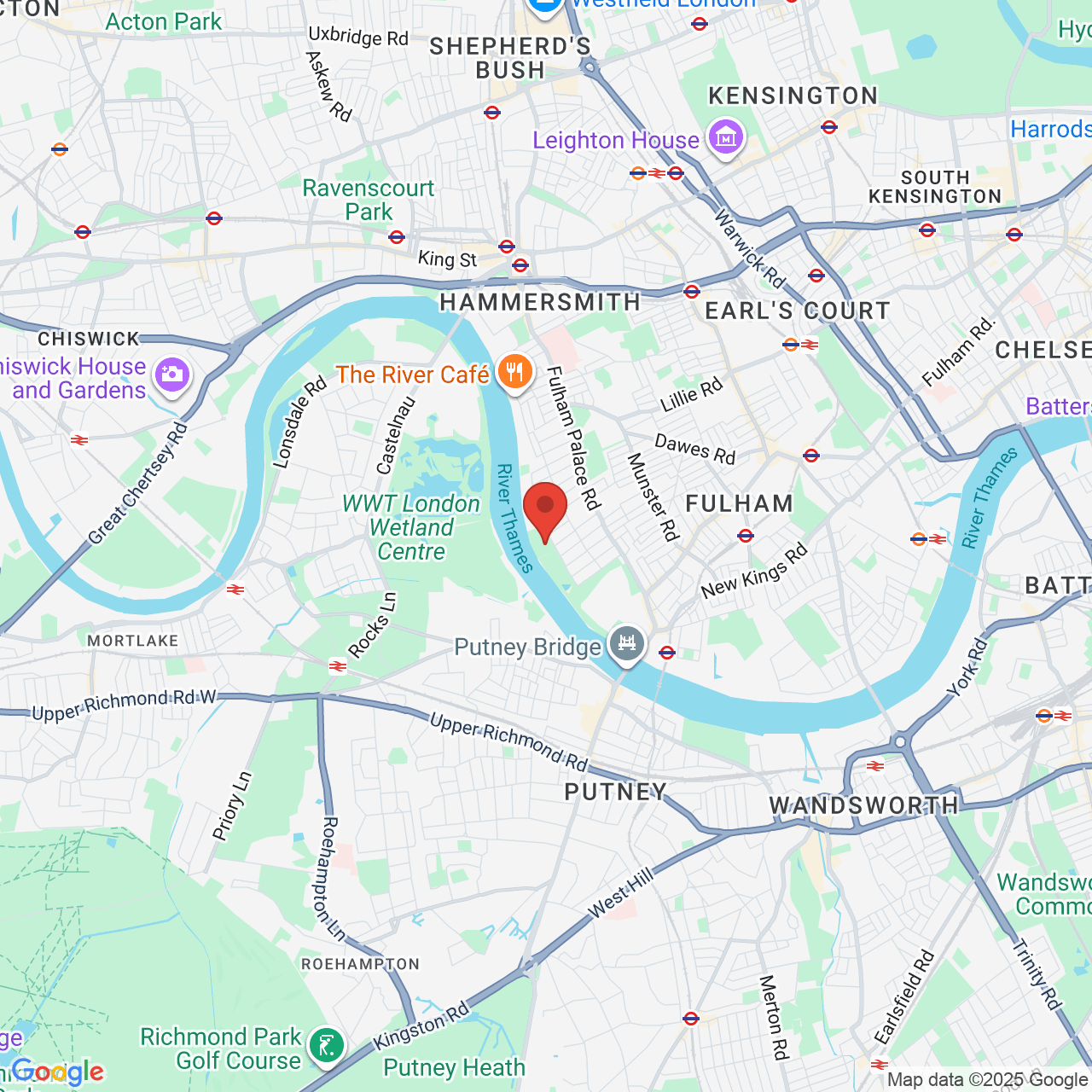 Map showing location of Fulham Pier, United Kingdom, SW6 6HH