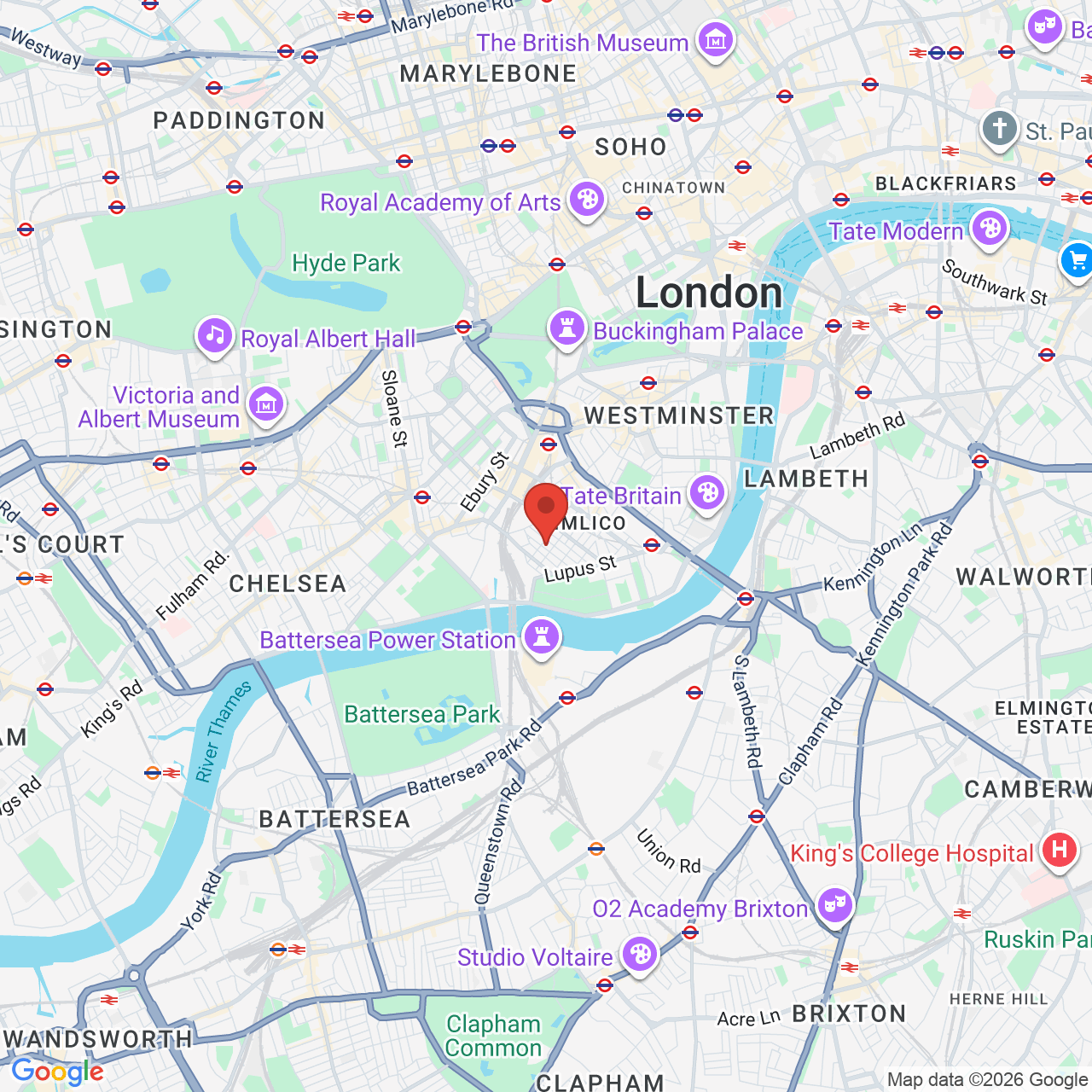 Map displaying job location