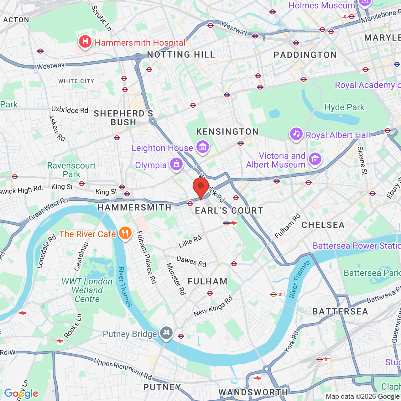 Map displaying job location