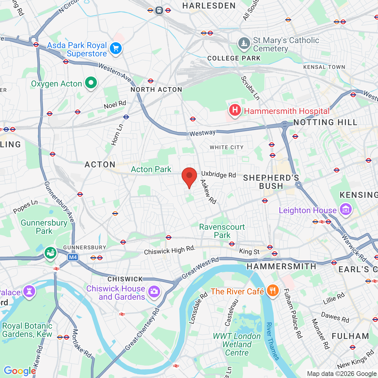 Map displaying job location