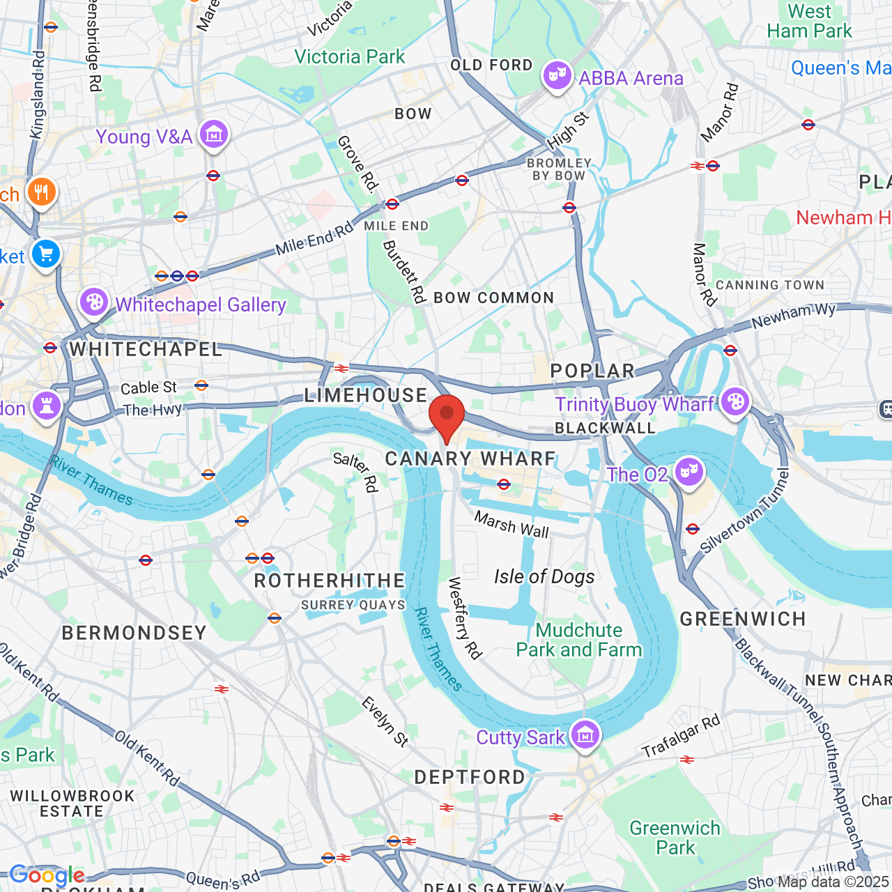 Map displaying job location
