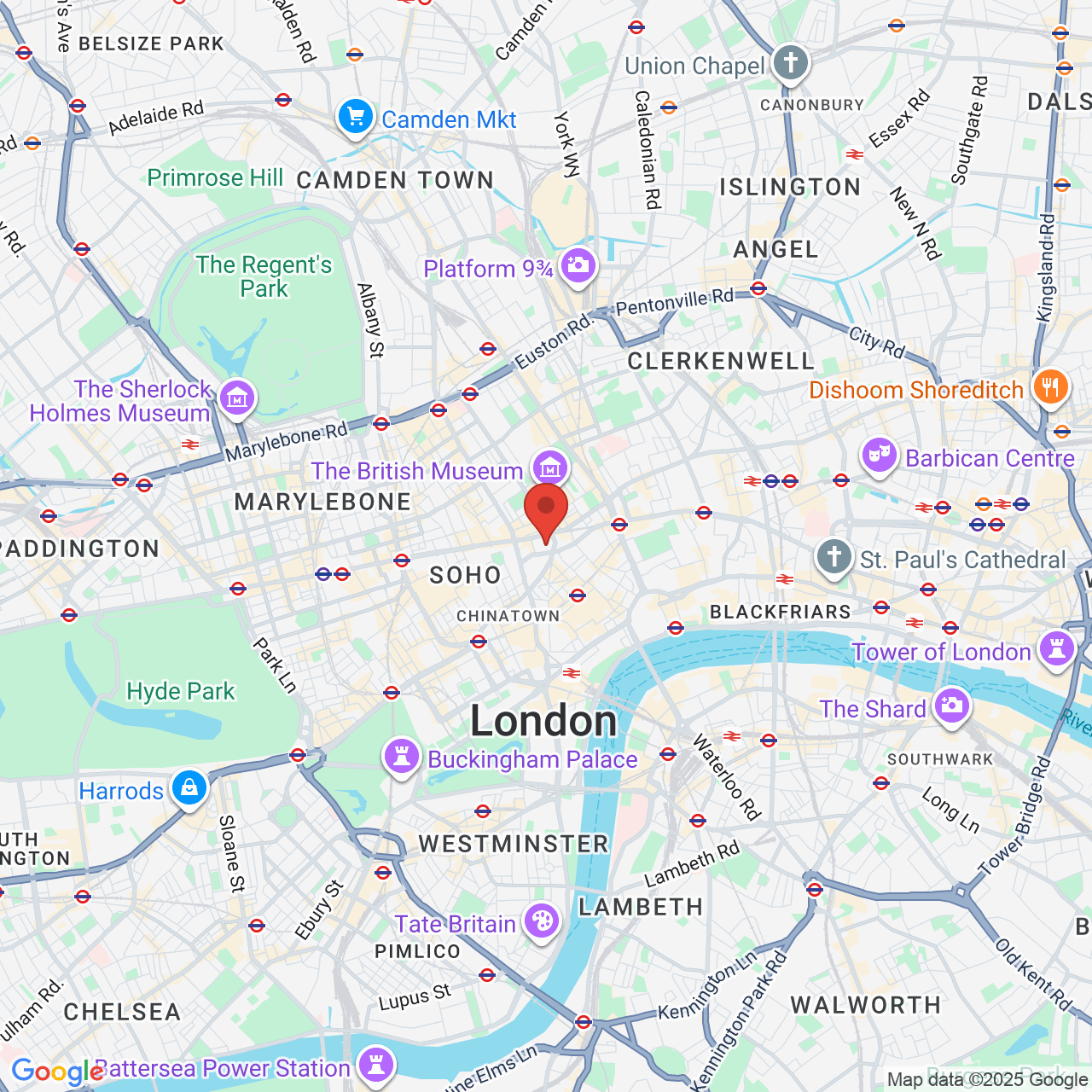 Map showing location of London, United Kingdom, WC2H 8NU