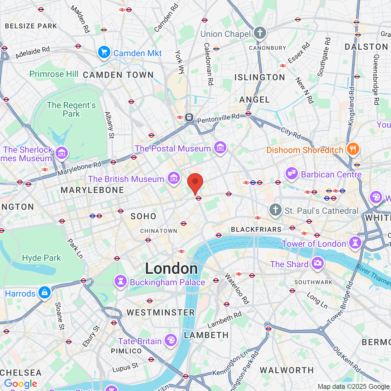 Map showing location of Remote, United Kingdom, WC1B 5HA