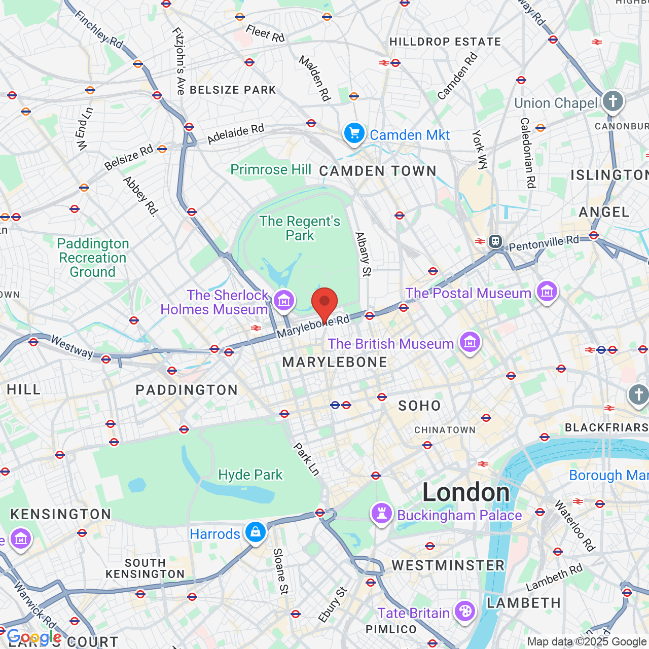 Map showing location of London, United Kingdom, NW1 5JD
