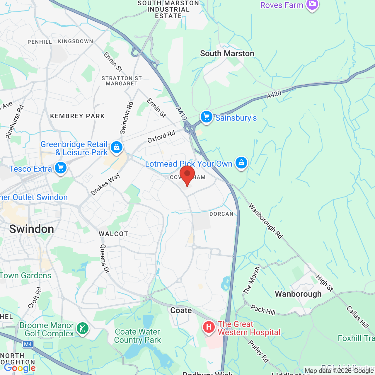 Map displaying job location