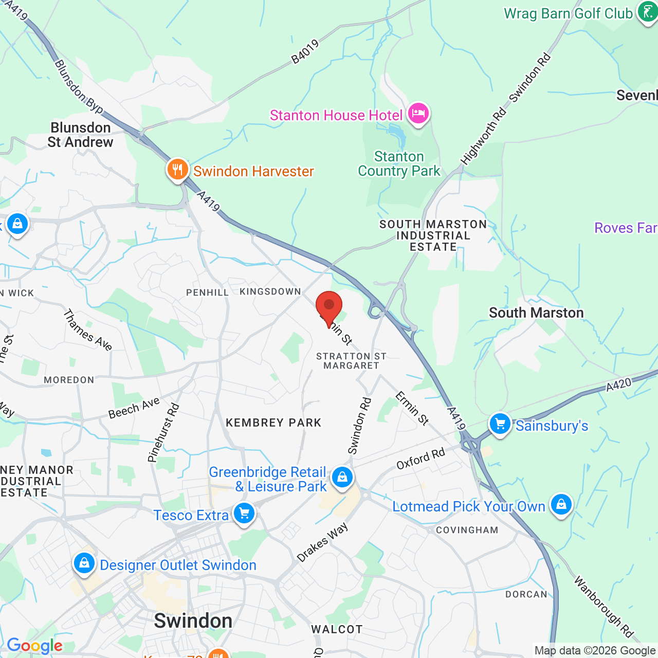 Map displaying job location