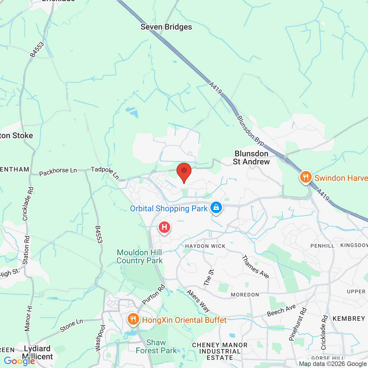 Map displaying job location