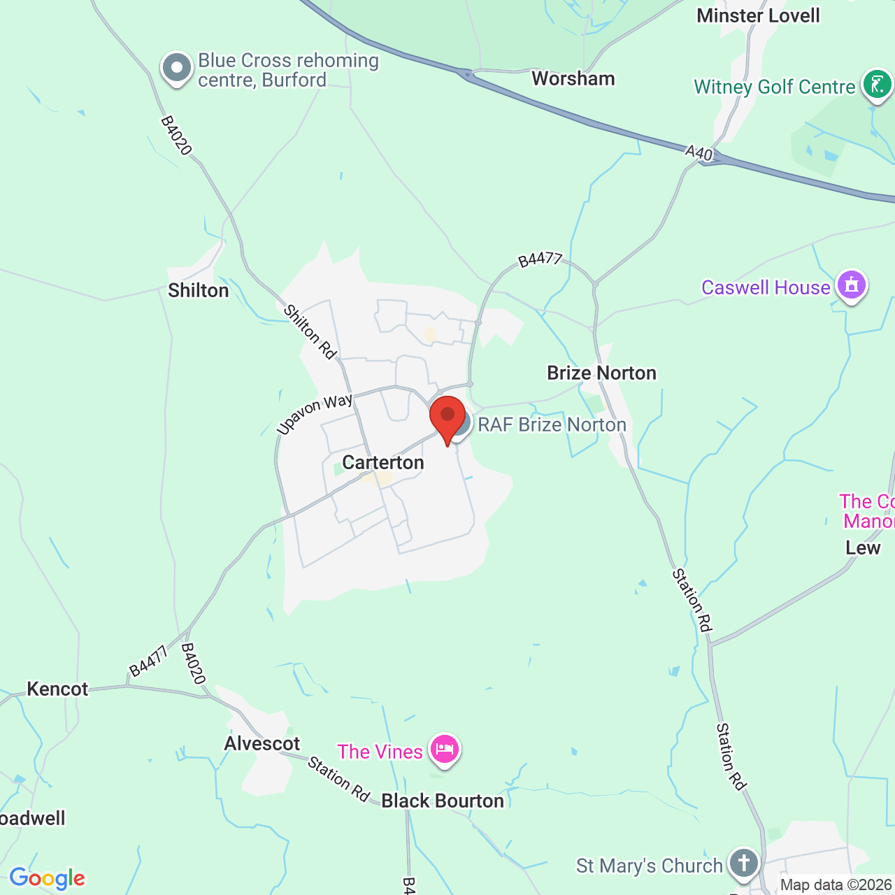 Map displaying job location