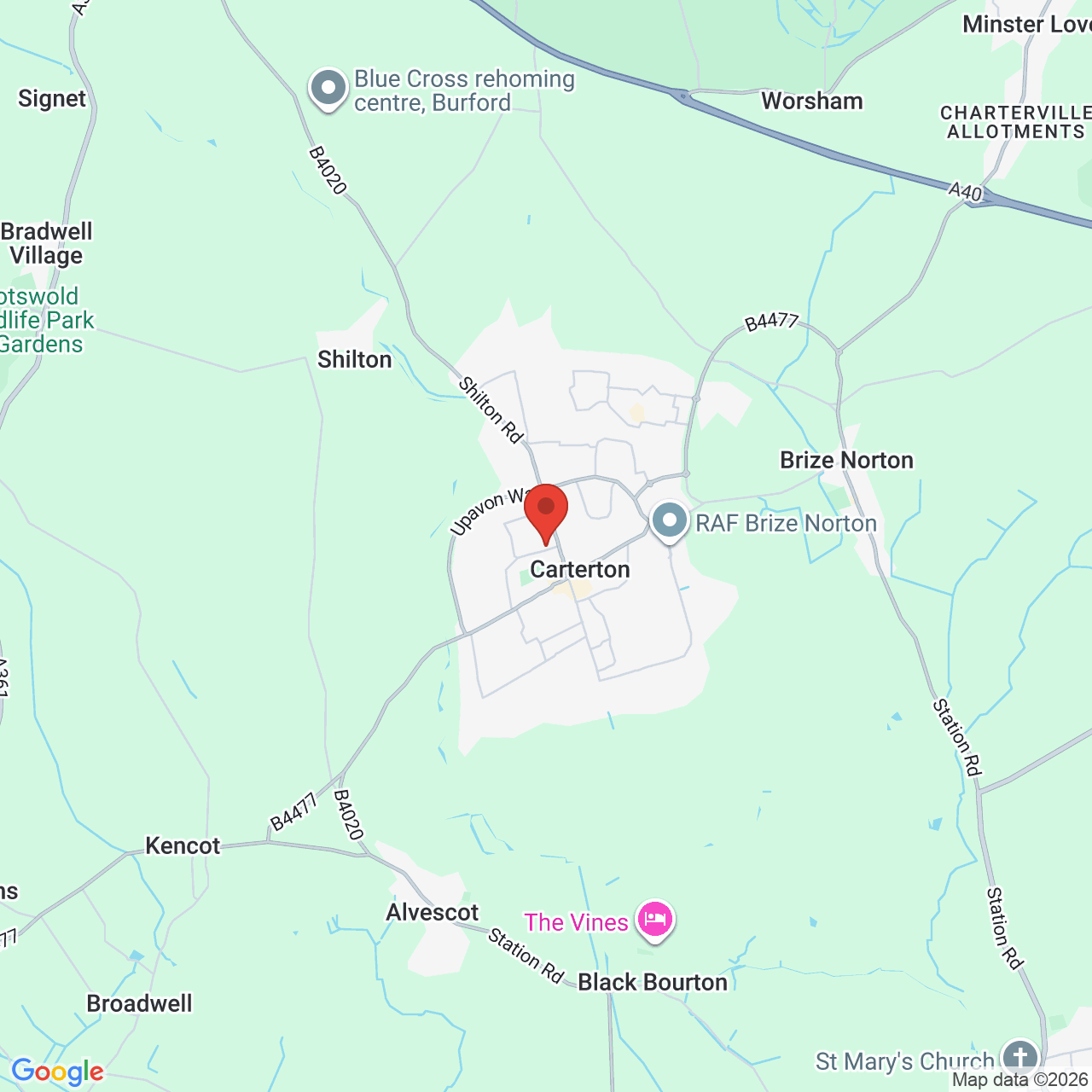 Map displaying job location