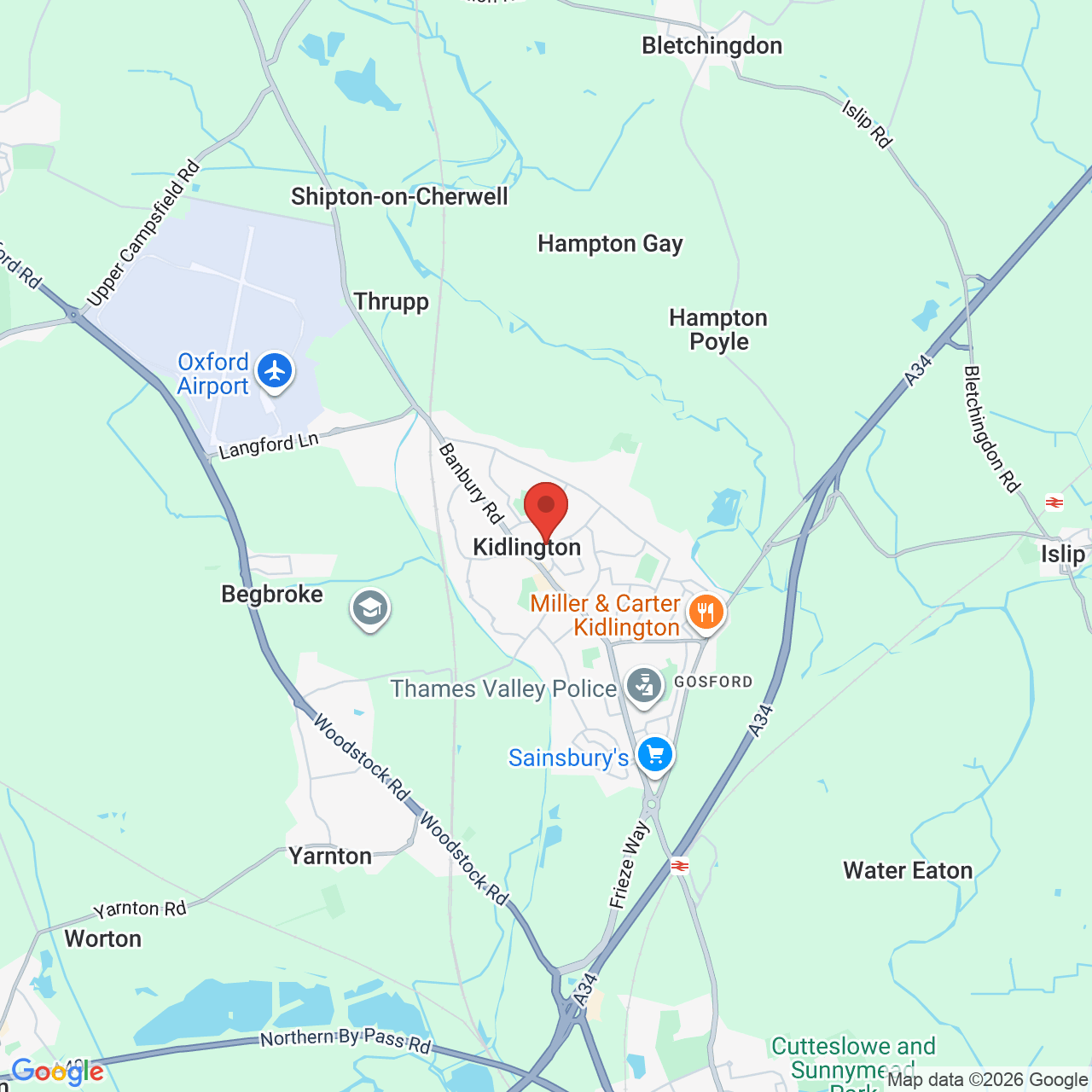 Map displaying job location