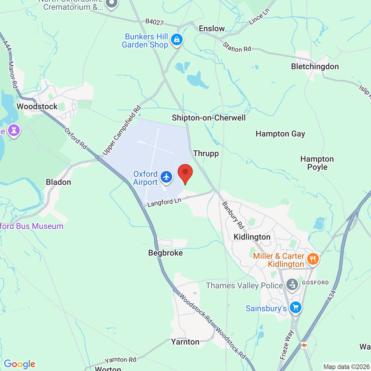 Map displaying job location