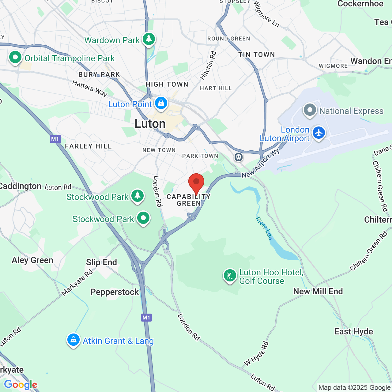 Map showing location of Luton, United Kingdom, LU1 3LU