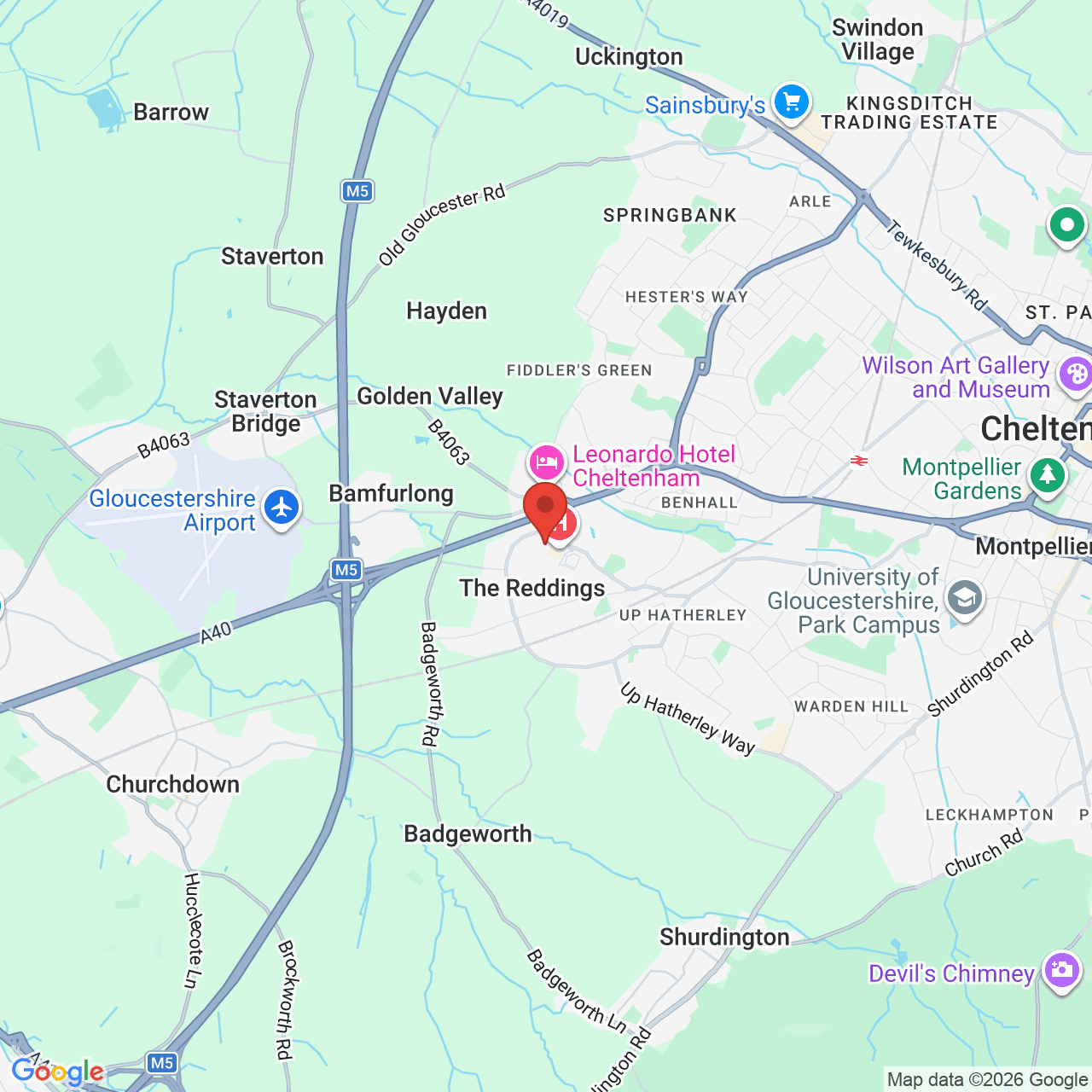 Map displaying job location