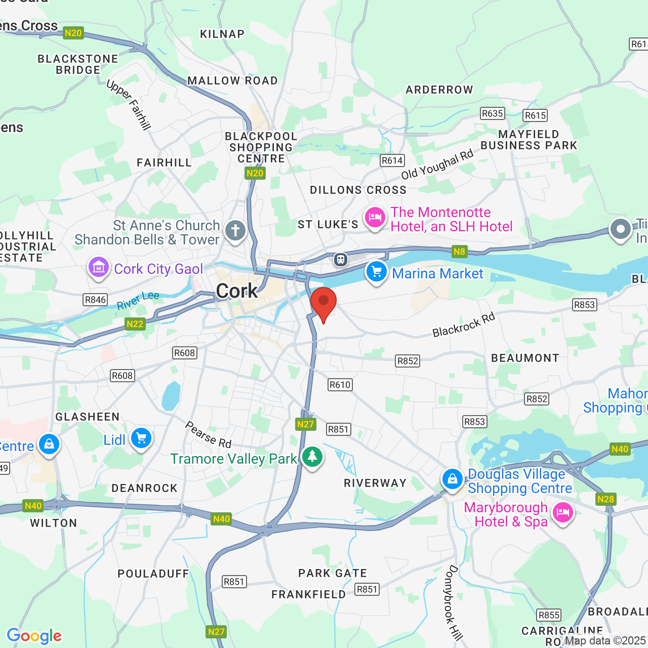 Map displaying job location