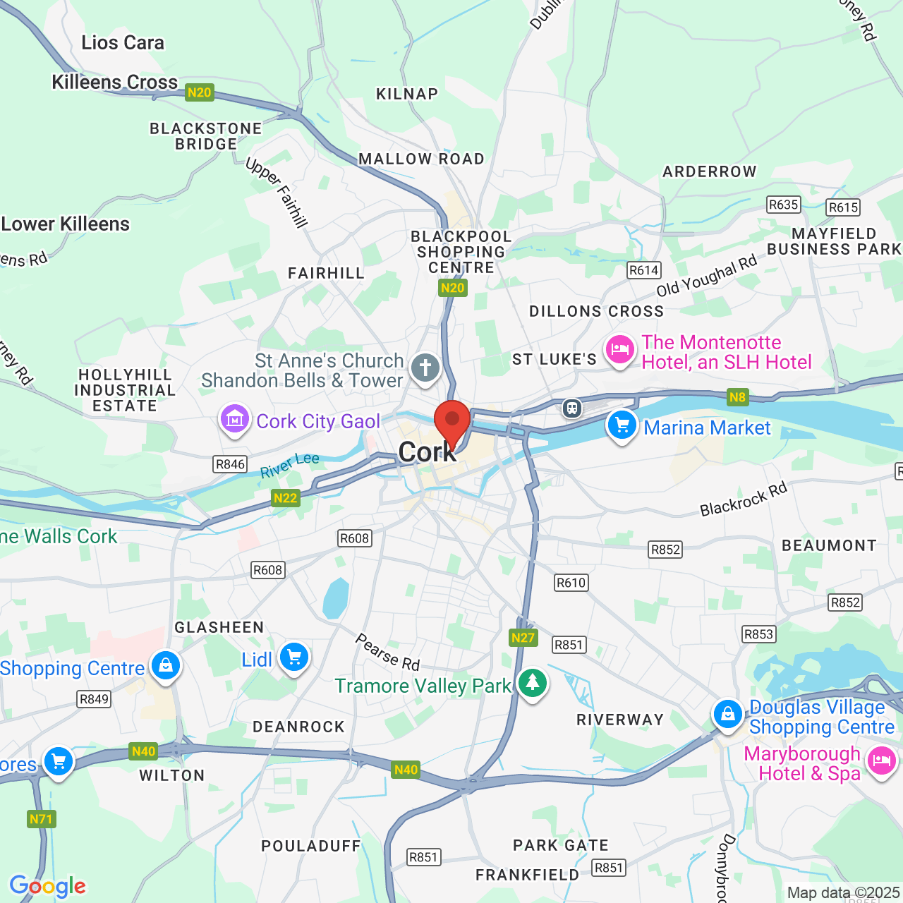 Map showing location of Cork, Island of Ireland, T45P663