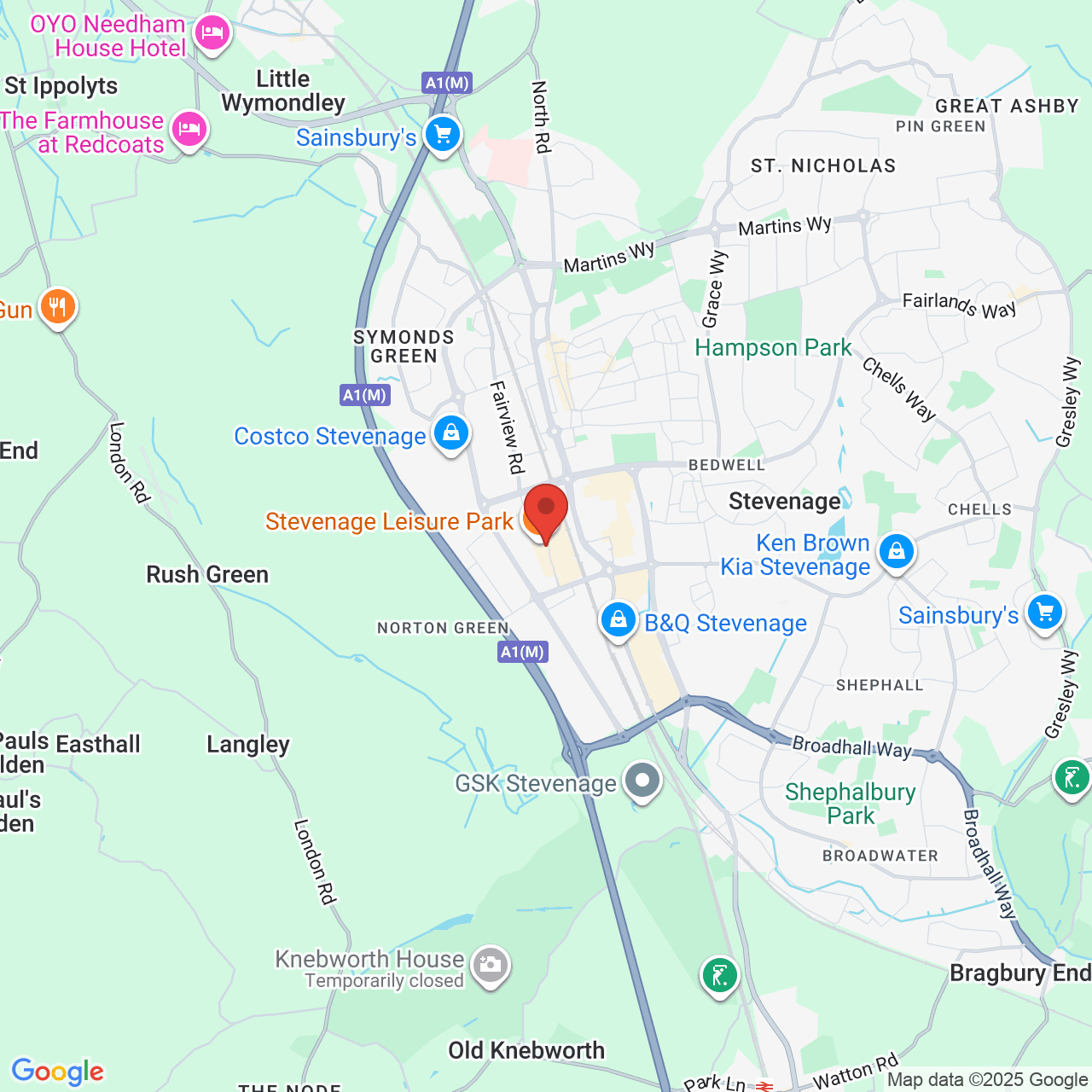 Map showing location of Hybrid - London or Stevenage, United Kingdom, SG1 2UA
