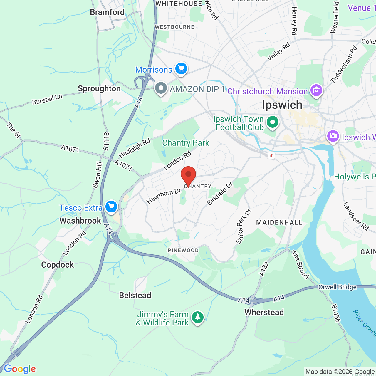 Map displaying job location