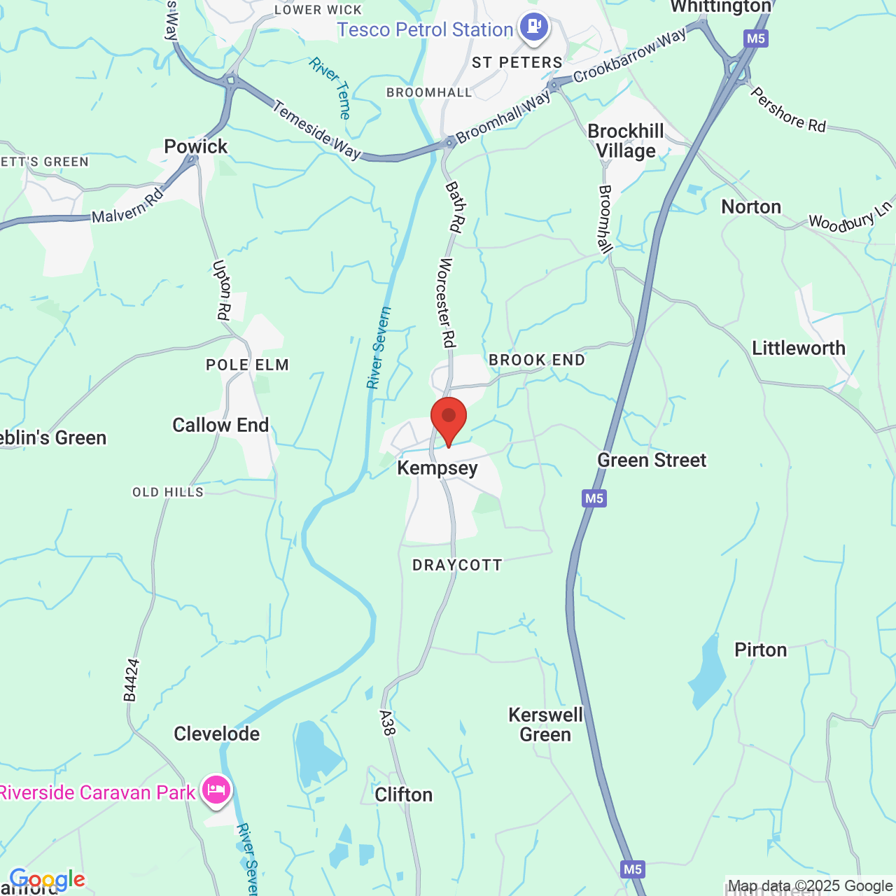 Map showing location of Worcester, United Kingdom, WR5 3NT