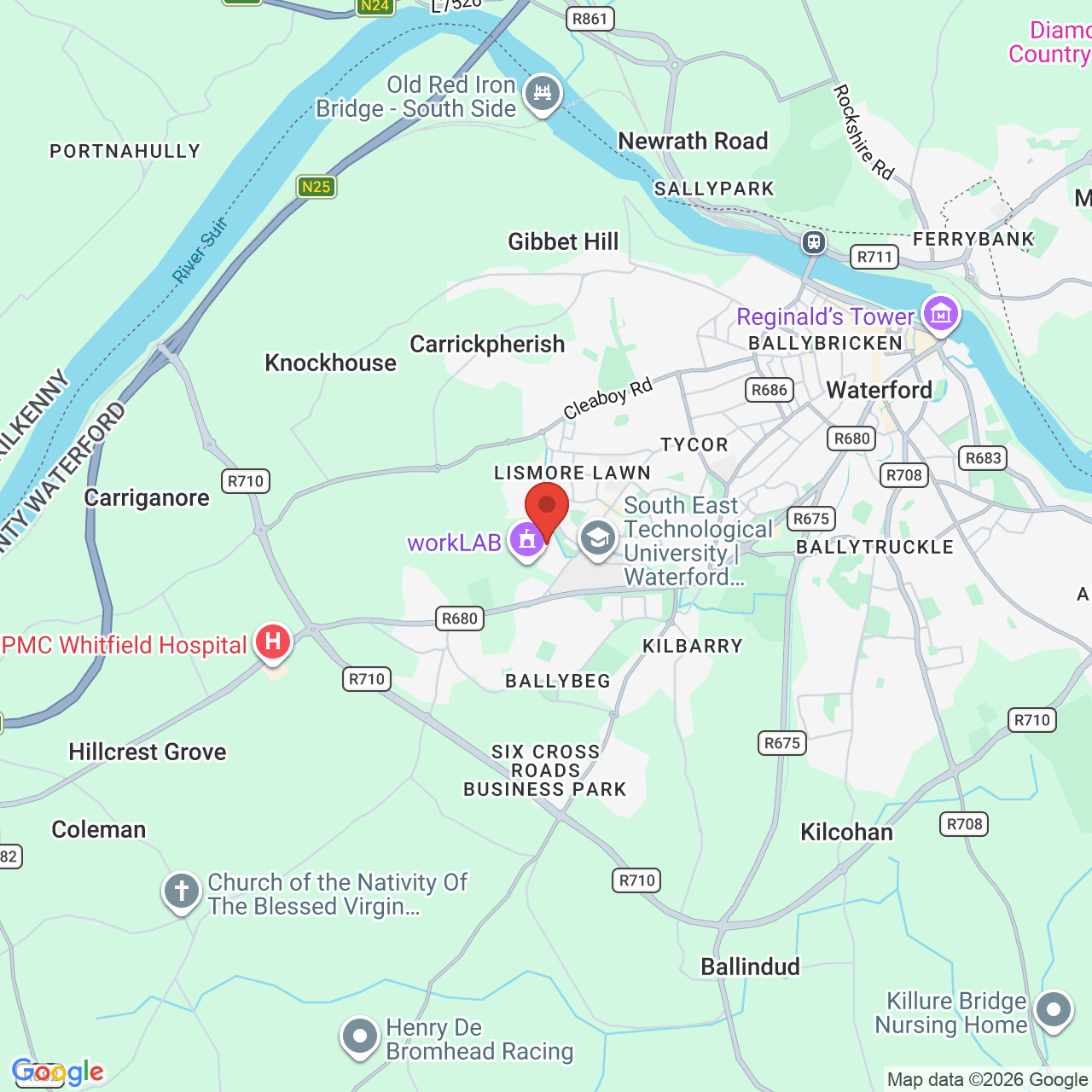 Map displaying job location