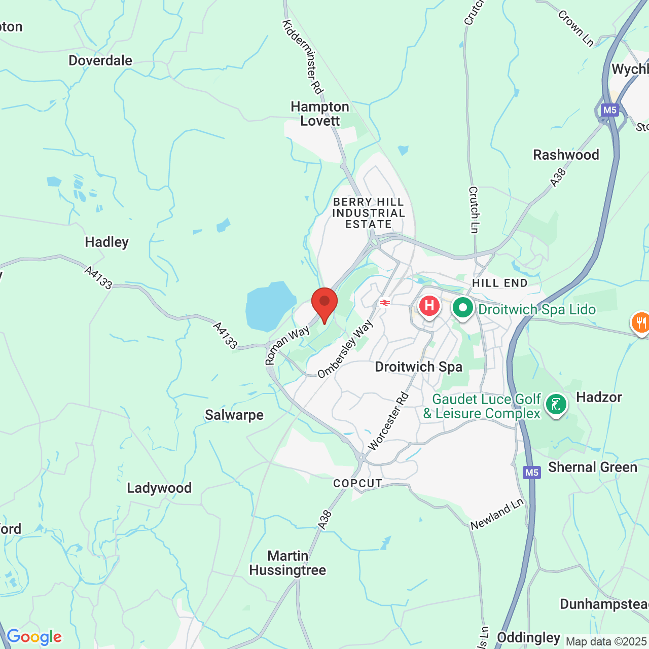 Map showing location of Birmingham,Droitwich and Worcestershire, United Kingdom