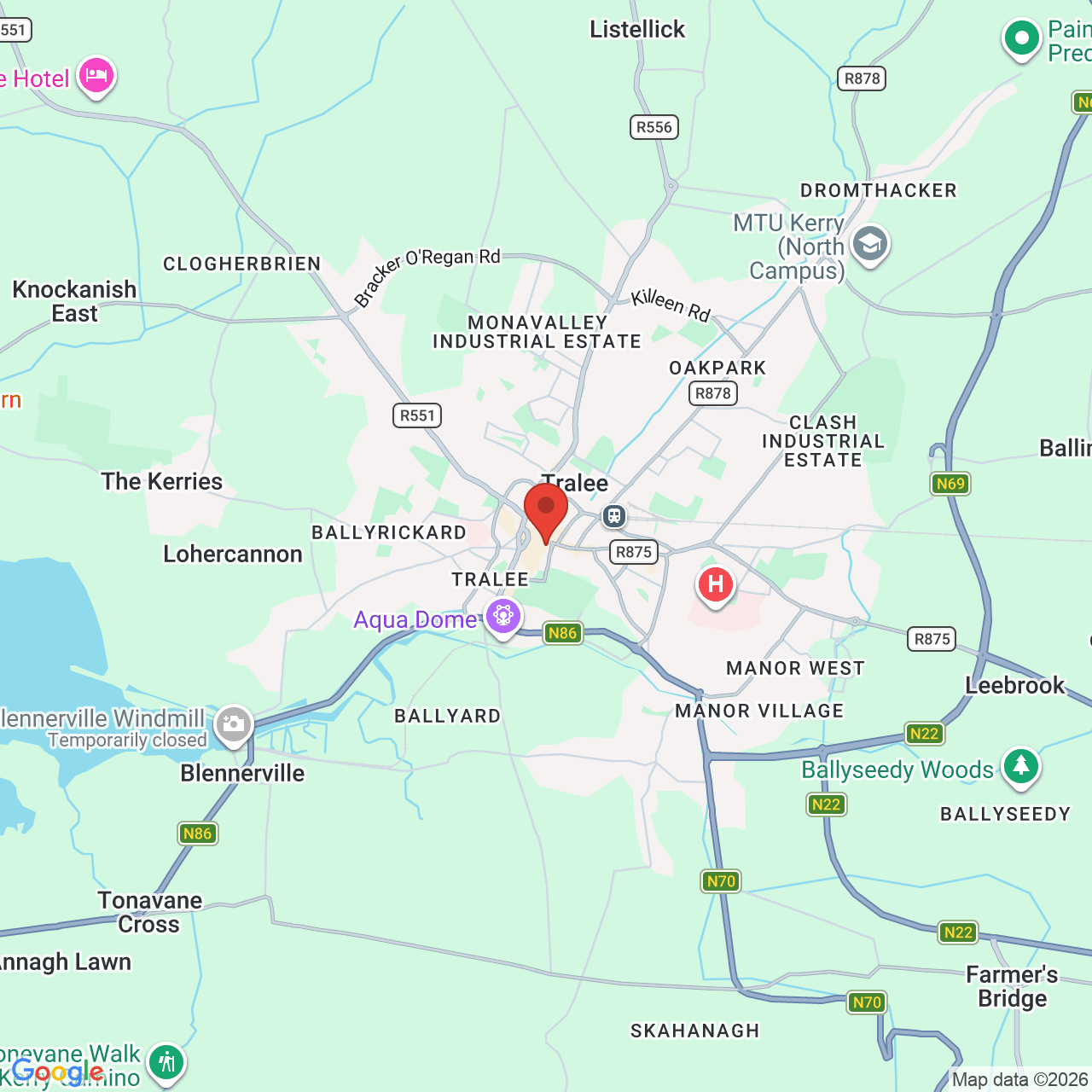 Map displaying job location