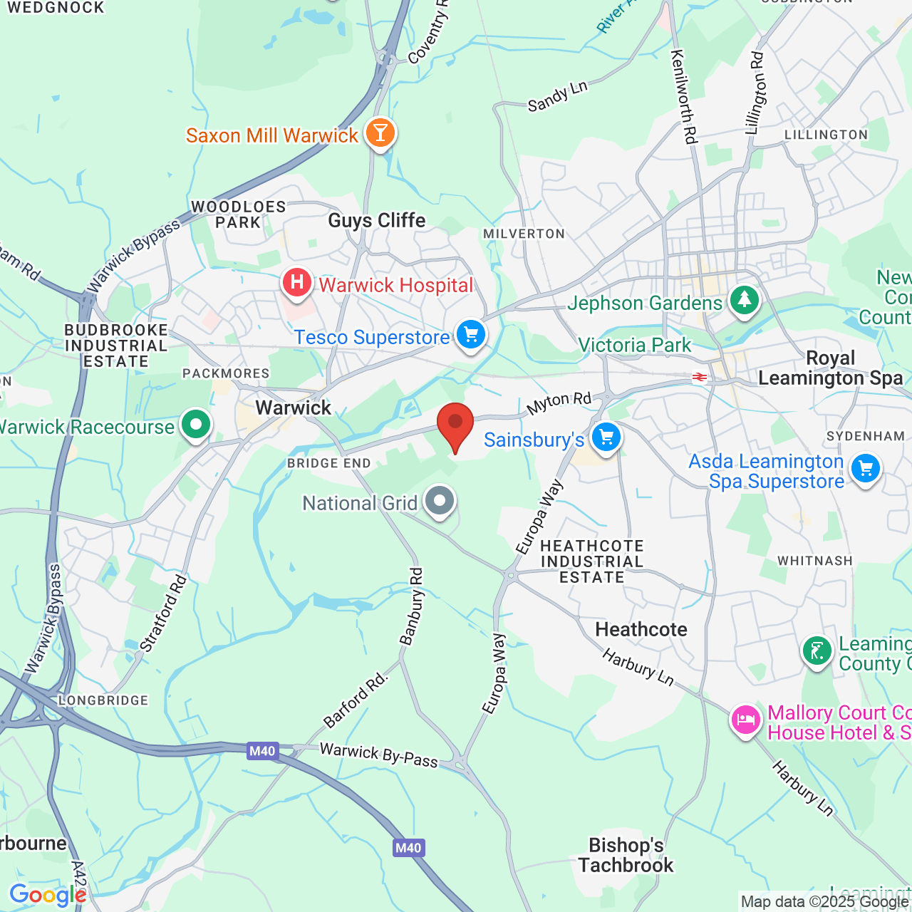 Map showing location of Warwick, United Kingdom, CV34 6PJ