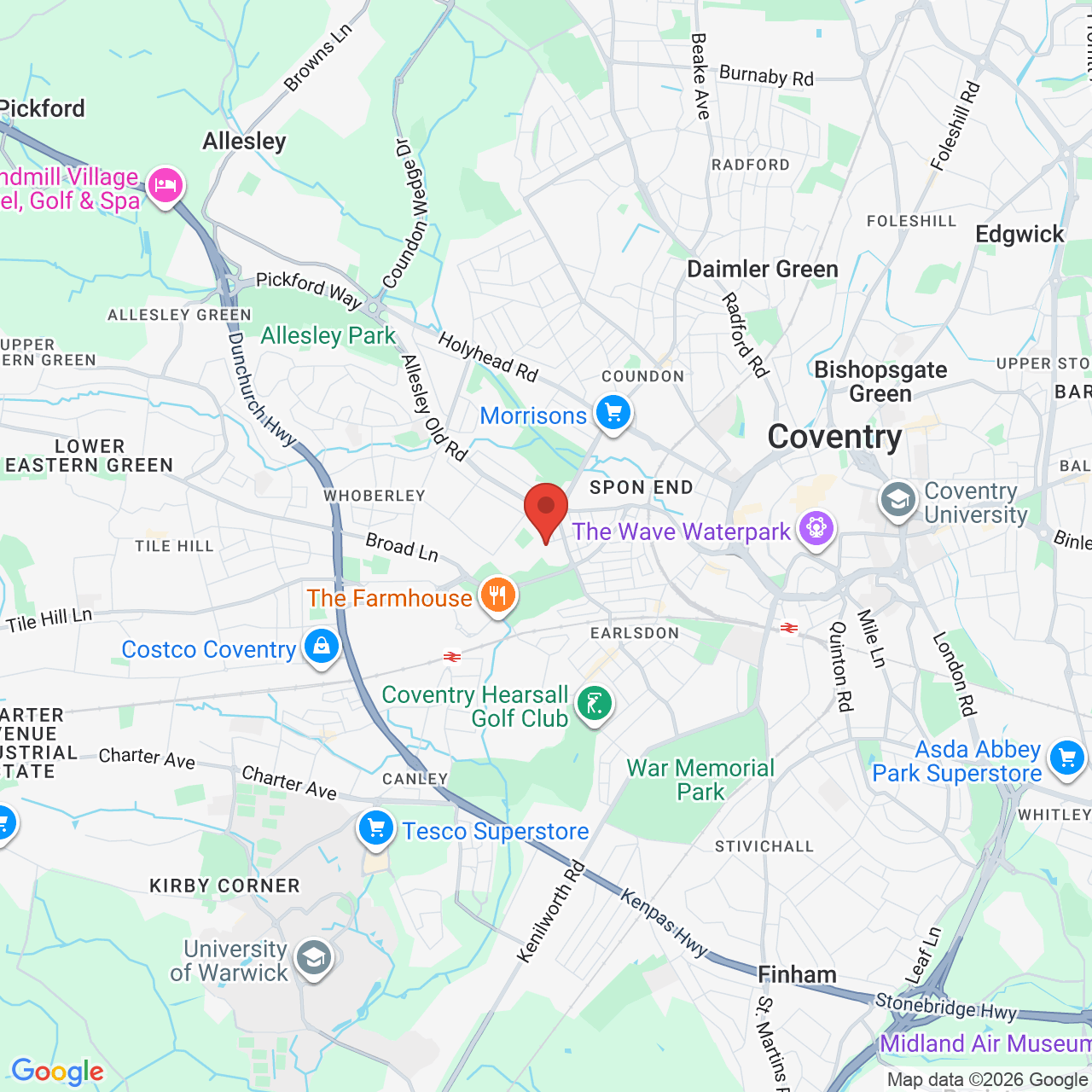 Map displaying job location