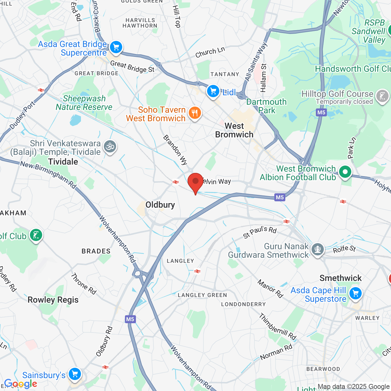 Map displaying job location