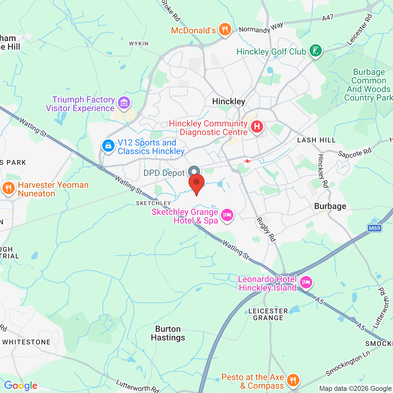 Map displaying job location