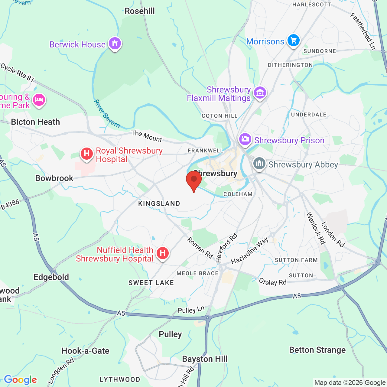 Map displaying job location