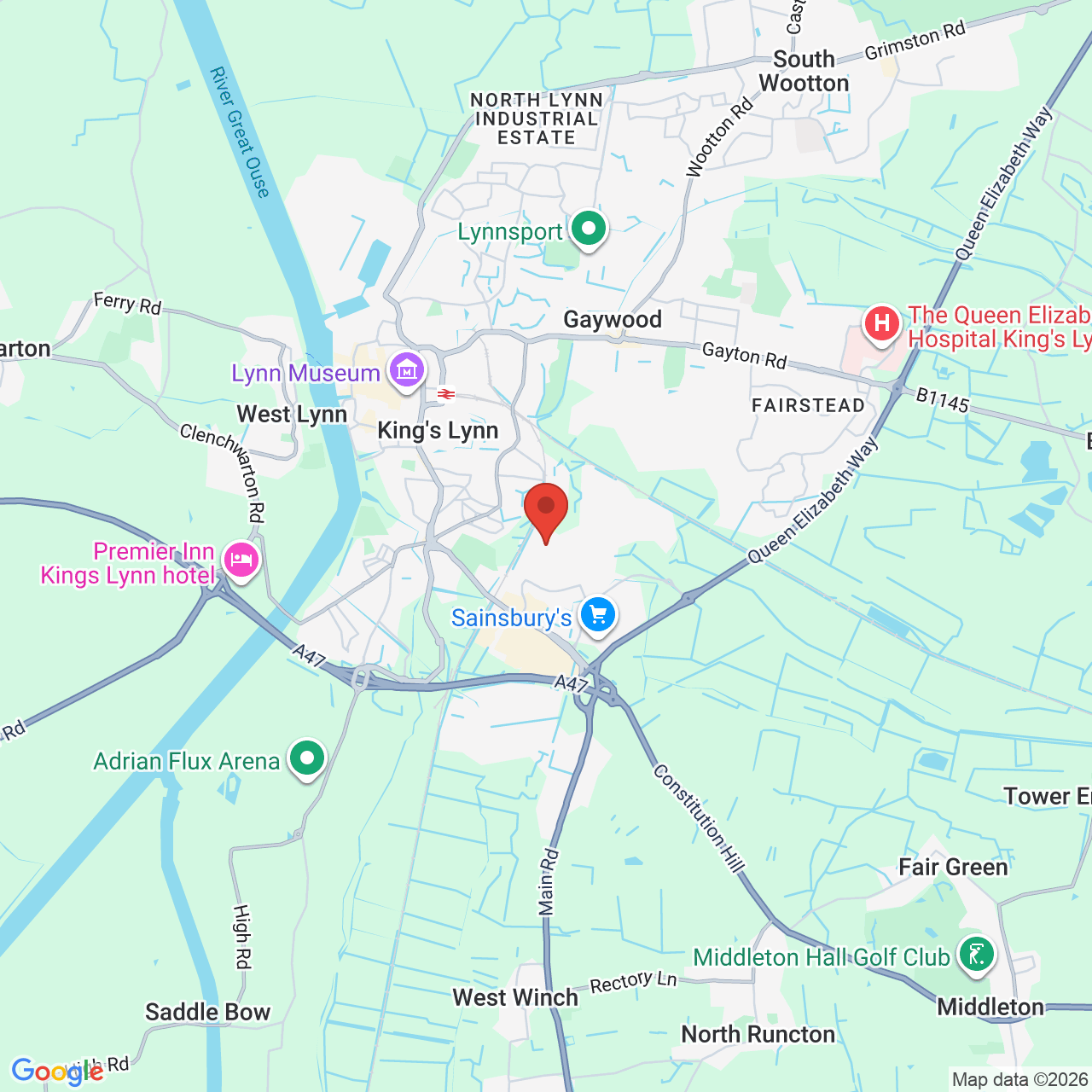 Map displaying job location