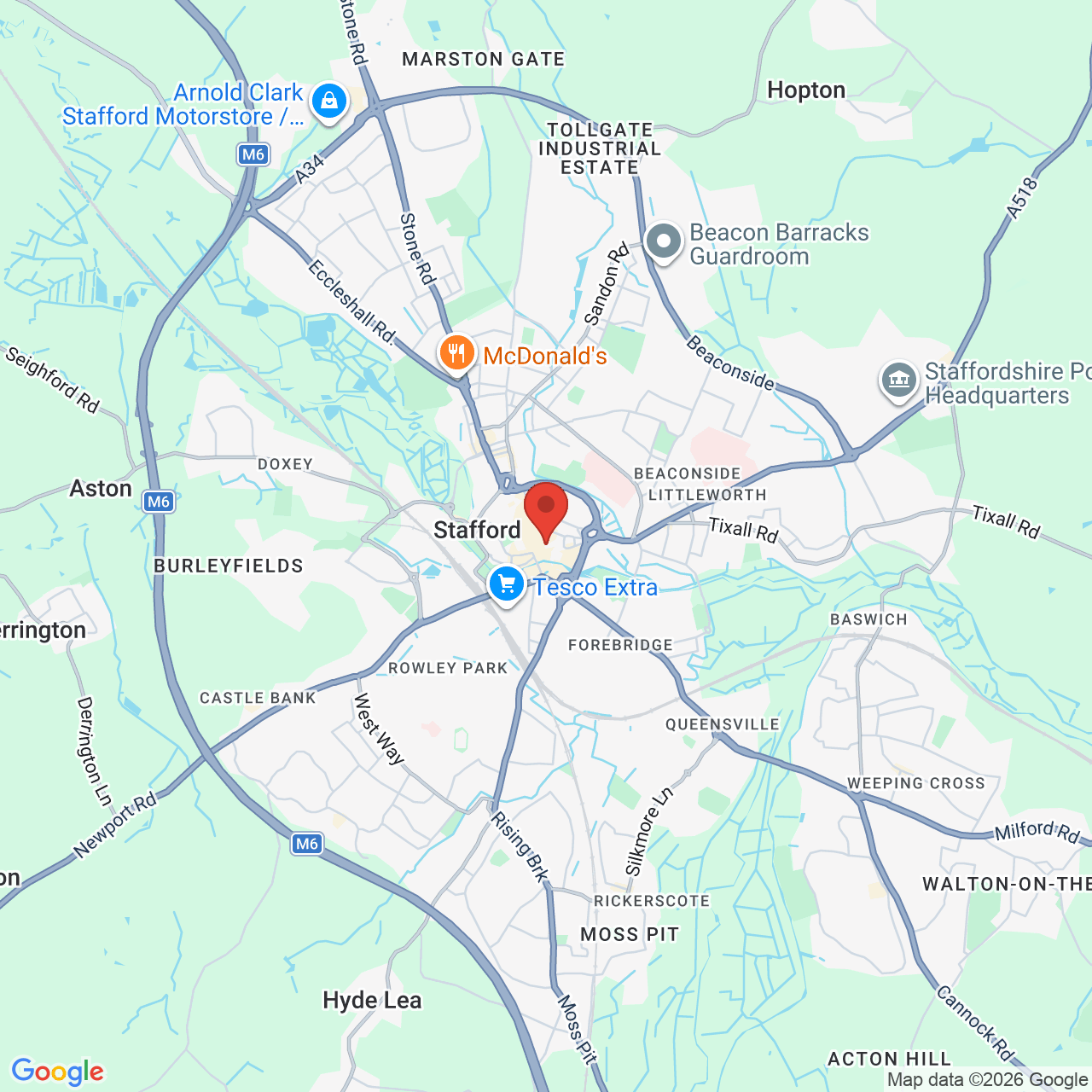 Map displaying job location