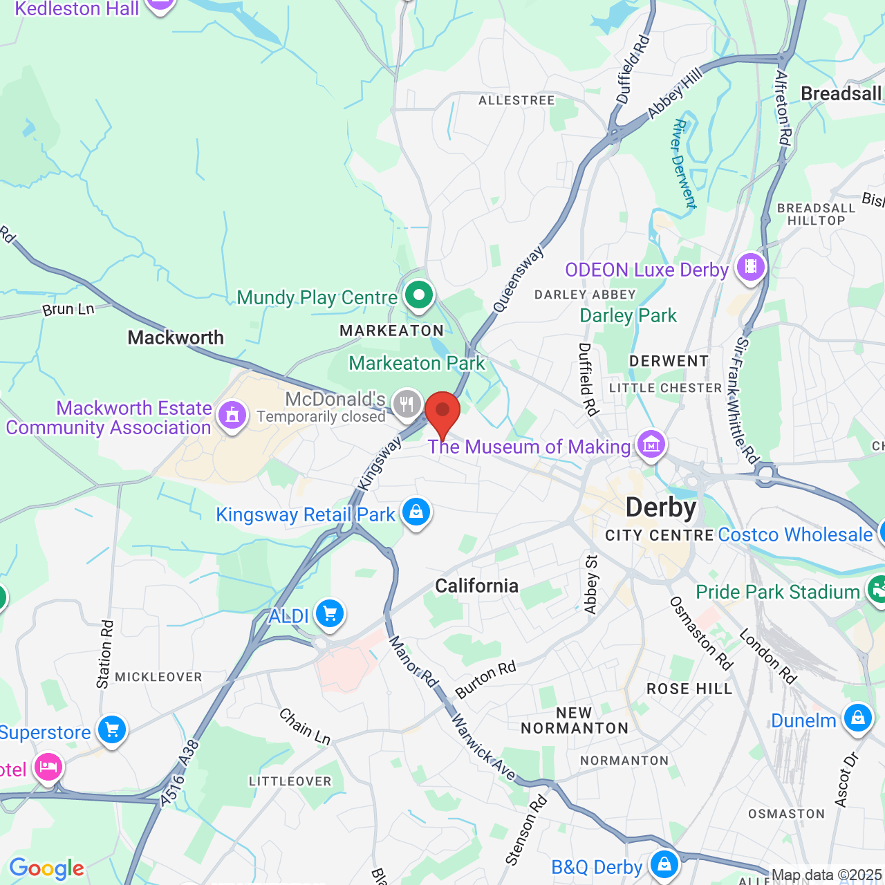 Map displaying job location