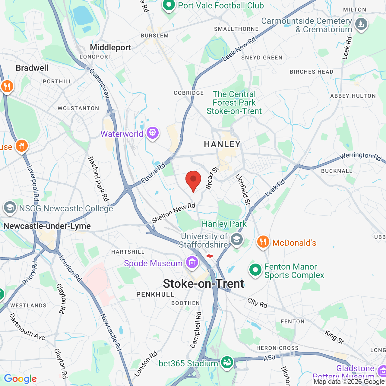 Map displaying job location