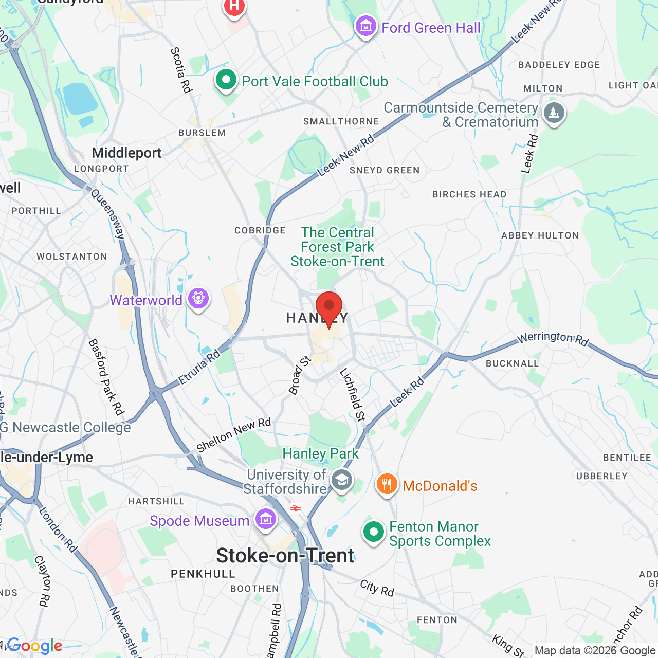 Map displaying job location